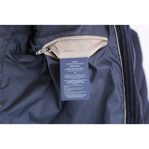 $1,850 Herno Montgenevre Down Corduroy Parka Jacket SZ 48/38 Navy NEW